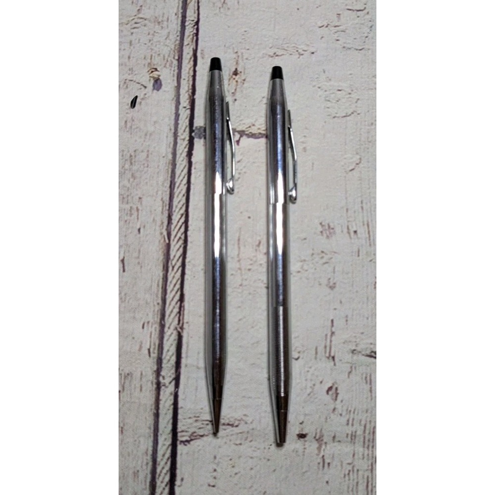 Cross‎ Double Desk Set Lustrous Chrome Pen & Pencil - Needs Refills